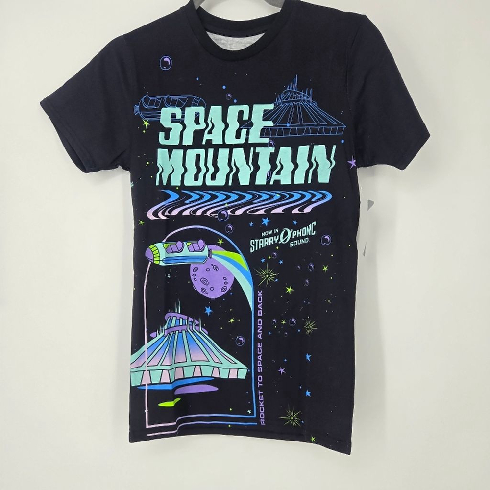 Disney Parks Black Space Mountain Short Sleeve T-Shirt NWT Size XS